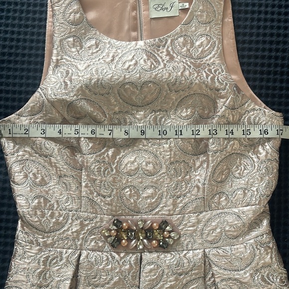 Eliza J Metallic Embellished Jacquard Occasion Event Blush Pink Dress Size8 - Picture 13 of 15